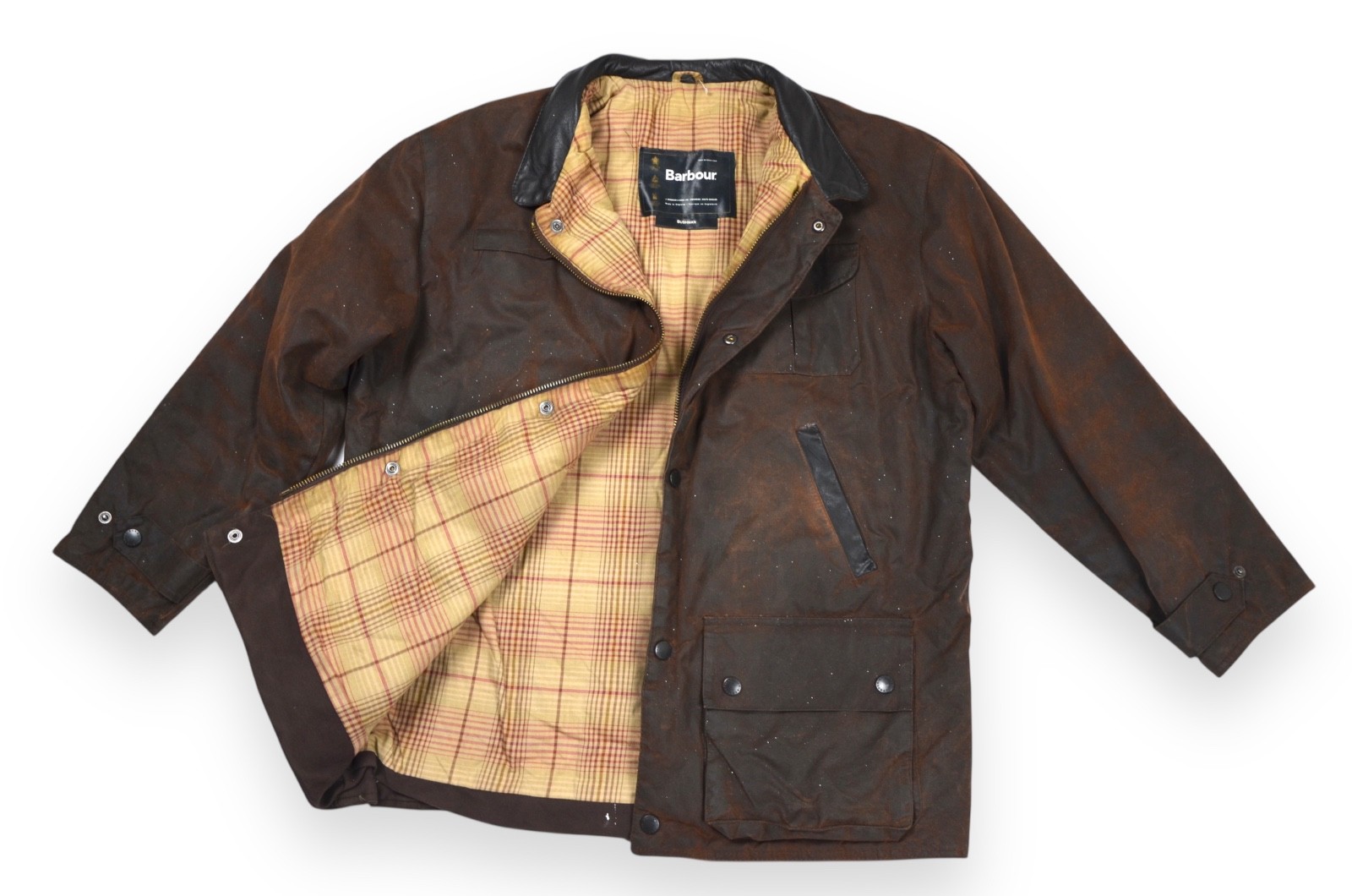 Barbour Bushman Jacket Men's Wax Brown Leather Collar A1551 England Size L