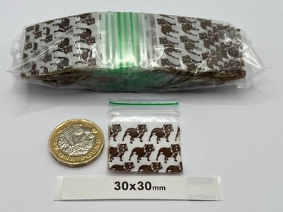 100 x Plastik Zip Beutel 30x30mm Top Dog Beutel Grip Seal wiederverschließbar Reißverschluss NEU