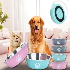 Large Capacity Pet Feeder Bowl Non-slip Stainless Steel Dog Bowl Dog Water Bowl