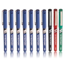 Pilot V5 Roller Fine Ball Pen Pack of 10 7 Blue, 1 Black, 1 Red, 1 Gree