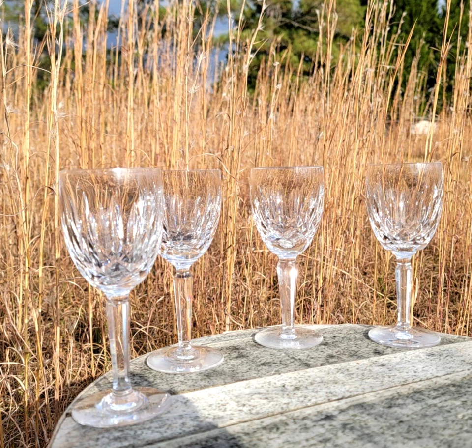 Juego de 4 copas de vino Waterford Crystal Kildare Claret 6,5" corte Irlanda facetado Foto 2 de 4