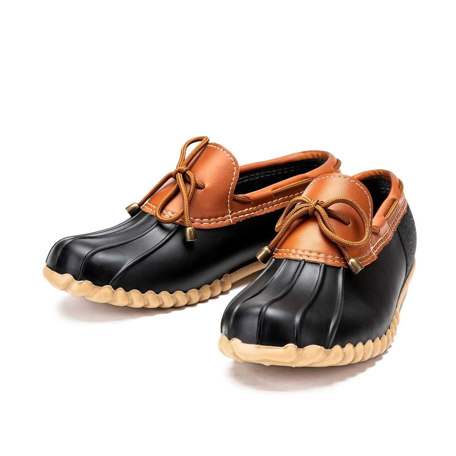 's Waterpoof Loafer Shoes Slip On Flat Duck Shoes (10 B(M) , Black No Fur)