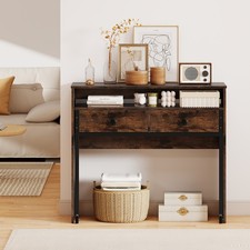 Convertible Home Office Desk Extendable Computer Desk with Storage-Coffee