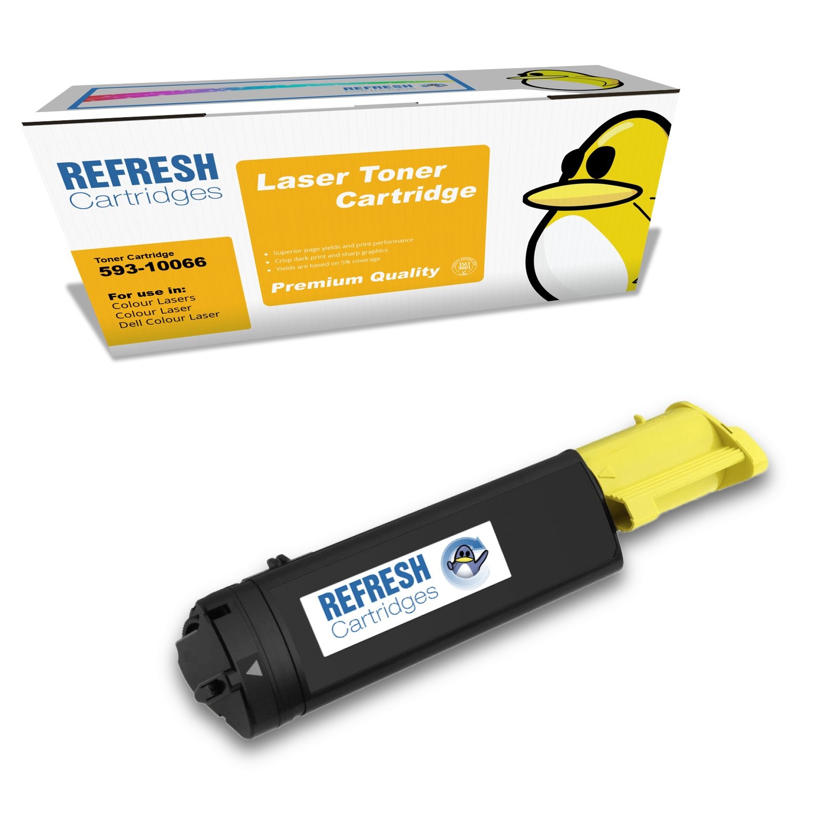Refresh Cartridges Yellow 593-10066 Toner Compatible With Dell Printers