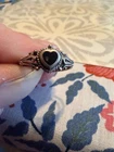 Vintage Style 925 Sterling Silver w/ Black Onyx Heart Ring