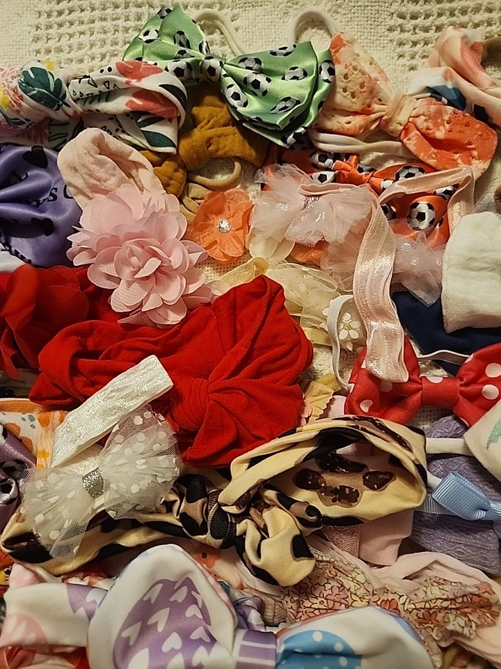 Lote de 50+ diademas con lazos para el cabello de niña de colección hasta ahora multicolores Foto 3 de 4