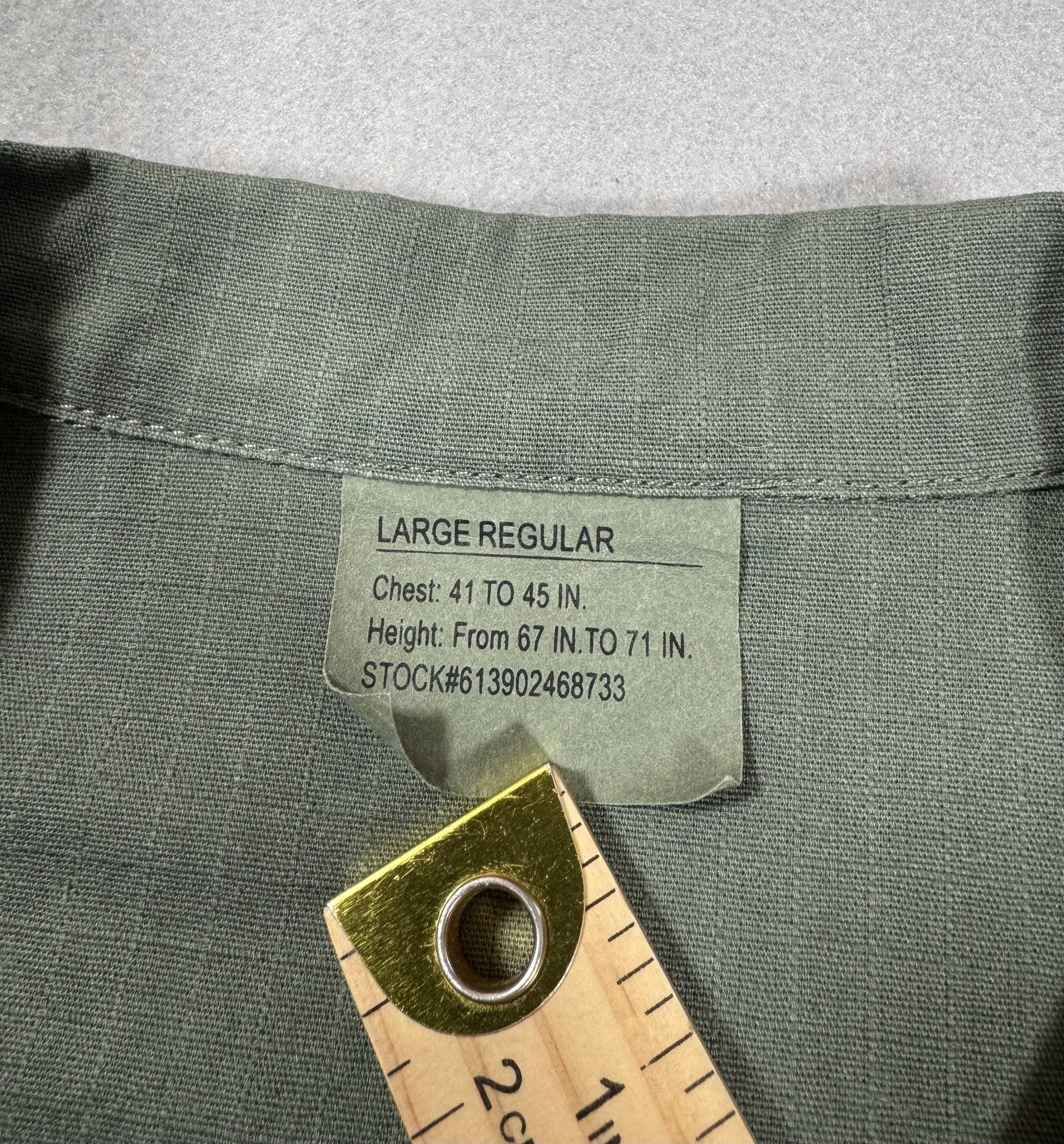 Military Shirt Large Regular Green Jungle Jacket Slant Pocket Ripstop Army