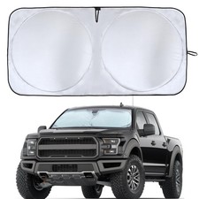 X Large Grey Truck Windshield Sunshade with Mirror Cut Design Heat UV Protection