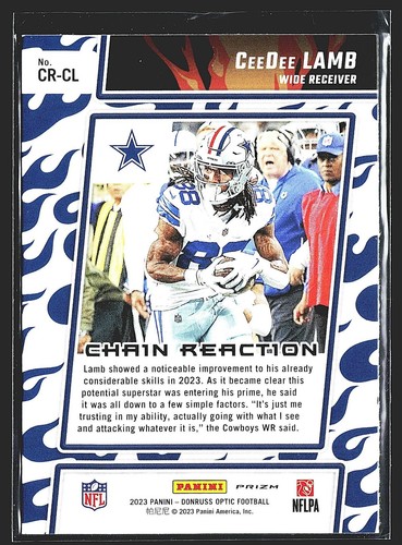 2023 Donruss Optic Chain Reaction #CR-CL CeeDee Lamb Dallas Cowboys - Picture 2 of 2