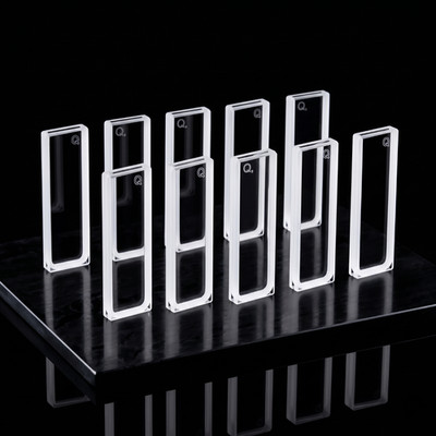 (10pcs) 1mm JGS1 Quartz Cuvette 0.35ml Spectrometer Cells PTFE Lid