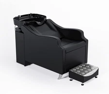 Barber Backwash Unit Chair Ceramic Shampoo Bowl Sink Beauty Salon Spa w/Footrest