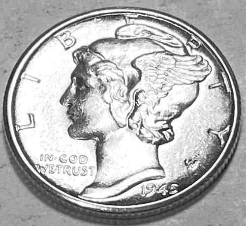 1945 D MERCURY DIME SUPERB GEM BU No Reserve  *J1896