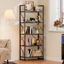 Storage, Industrial Bookshelves Open Shelf Bookcase, 5 Tier Bookshelf