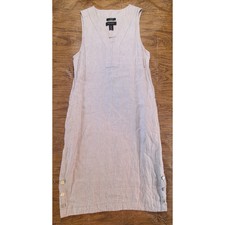 Tahari Beige Sleeveless Linen Sheath Dress Women's Size Med Shell Beach