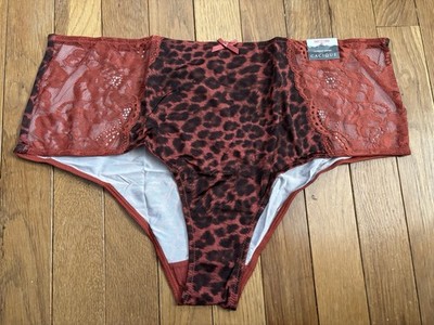 Plus Size 18/20 Lane Bryant Cacique Cheeky Brief Panty Red Orange Leopard Lace