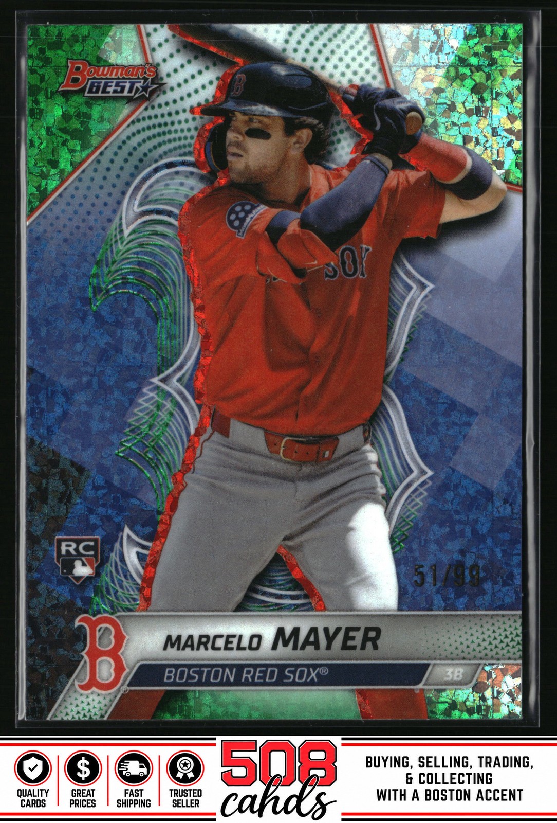 2025 Bowman's Best #5 Marcelo Mayer Green Mini-Diamond Refractors #/99