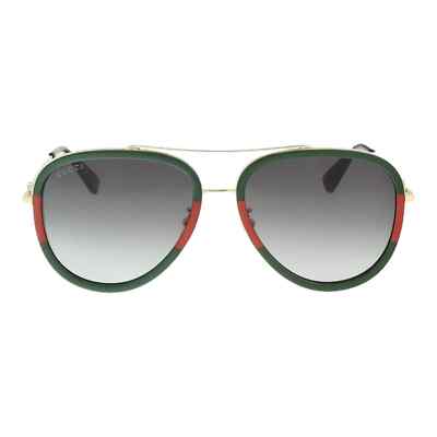 Authentic Gucci Brow Bar Aviator Sunglasses 57mm GG0062S Red/Green/Gray Gradient GUCCI GG0062S 003 57mm Aviator Green/Red Unisex Sunglasses  main image 4