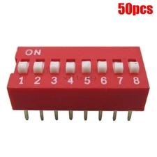 50Pcs Red Switch Module Dip 8-Bit 8-Positions Way Slide Type 2.54MM Pitch New so