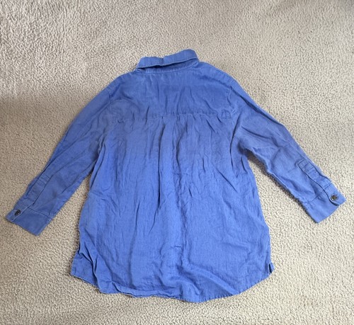 Caroline Rose Womens Top Blouse Petite Medium Blue Button Up Shirt Size MP - Picture 7 of 11