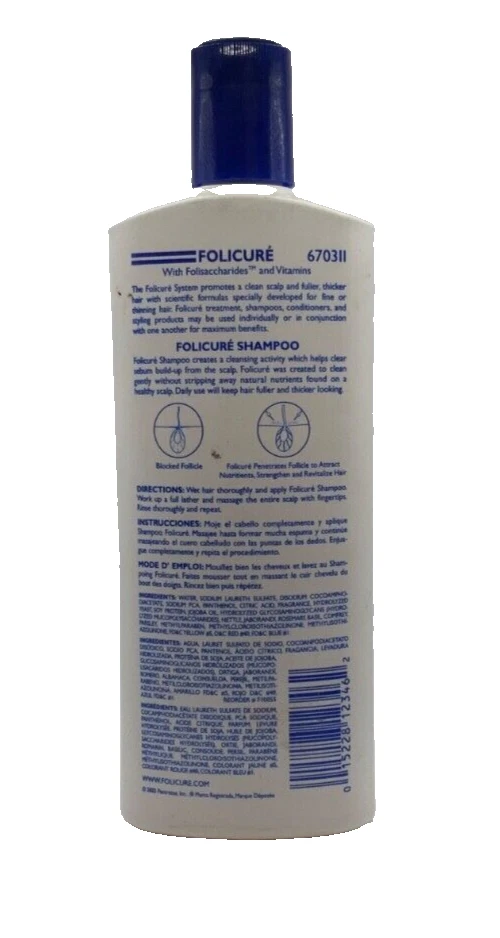 Folicure Shampoo, 12 Ounce For Fuller, Thicker Hair Strengthens Fine Or Thinning - Image 2 of 2