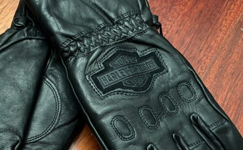 Harley Davidson Men's S Windshielder Gauntlet Cowhide Leather Gloves 98158-95VM - Foto 4 di 7
