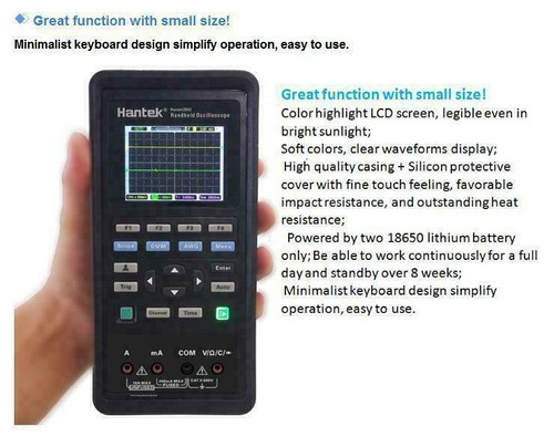 Hantek Handheld Bandwidth Tester Oscilloscope Type C 2C72 Multimeter 2in1 70MHz - Picture 2 of 8