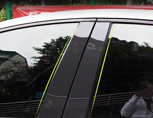 For Hyundai Sonata 20-23 Carbon Fiber PC Exterior Window BC Pillar Post Trim 6X - Picture 2 of 8