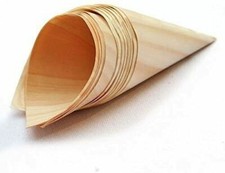 50 x Food Party Cones Trays Wooden Bamboo Fast food Take Away Eco Friendly