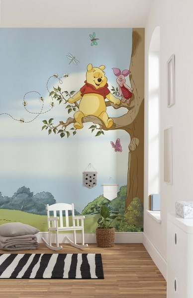 Winnie The Pooh Tapete Wandsticker Disney Kinderzimmer Baby Groß Dekor Blau-image