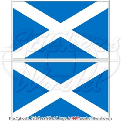 Scotland Scottish UK St Andrew's Cross Light Blue Flag, 75mm Vinyl Stickers x2