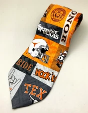Texas Longhorns Football HOOK 'EM HORNS Silk Necktie Austin College