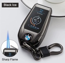 Luxury Refillable Windproof Lighter–Car Key Design & Keychain - BMW Black Ice