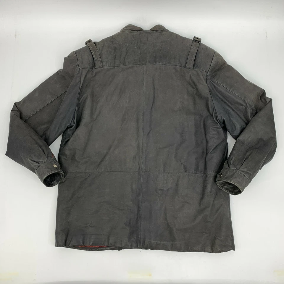 Vintage Fidelity Leathers Bomber Jacket Men's Size 46 Gray Full Zip Biker Riding - Image 3 of 4
