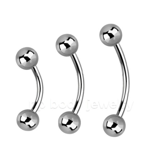 1pc. 20G 316L Surgical Steel Curve Barbell Eyebrow Ring 1/4"-3/8" - Picture 1 of 2