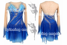 Ice Figure Skating Dress/Dance/Baton Twirling costume Custome blue dyeing
