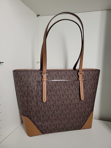 Michael Kors Signature Aria Brown/Acorn Large Tote Bag Shoulder Bag $298 - Picture 2 of 7