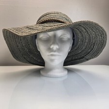 Sun 'N' Sand Sun Hat Wide Brim Blue Grey Floppy Adjustable Boho Beach Packable