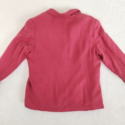 Vtg Pendleton Silk Wool Blazer Women's Size 14 Pink Ruby Buttons Herringbone 90s - Picture 2 of 16