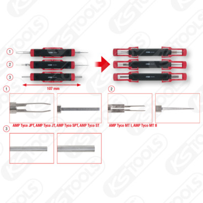 KS TOOLS Universal Kabel-Entriegelungswerkzeug-Satz 3-tlg. AMP Tyco JPT 154.0015