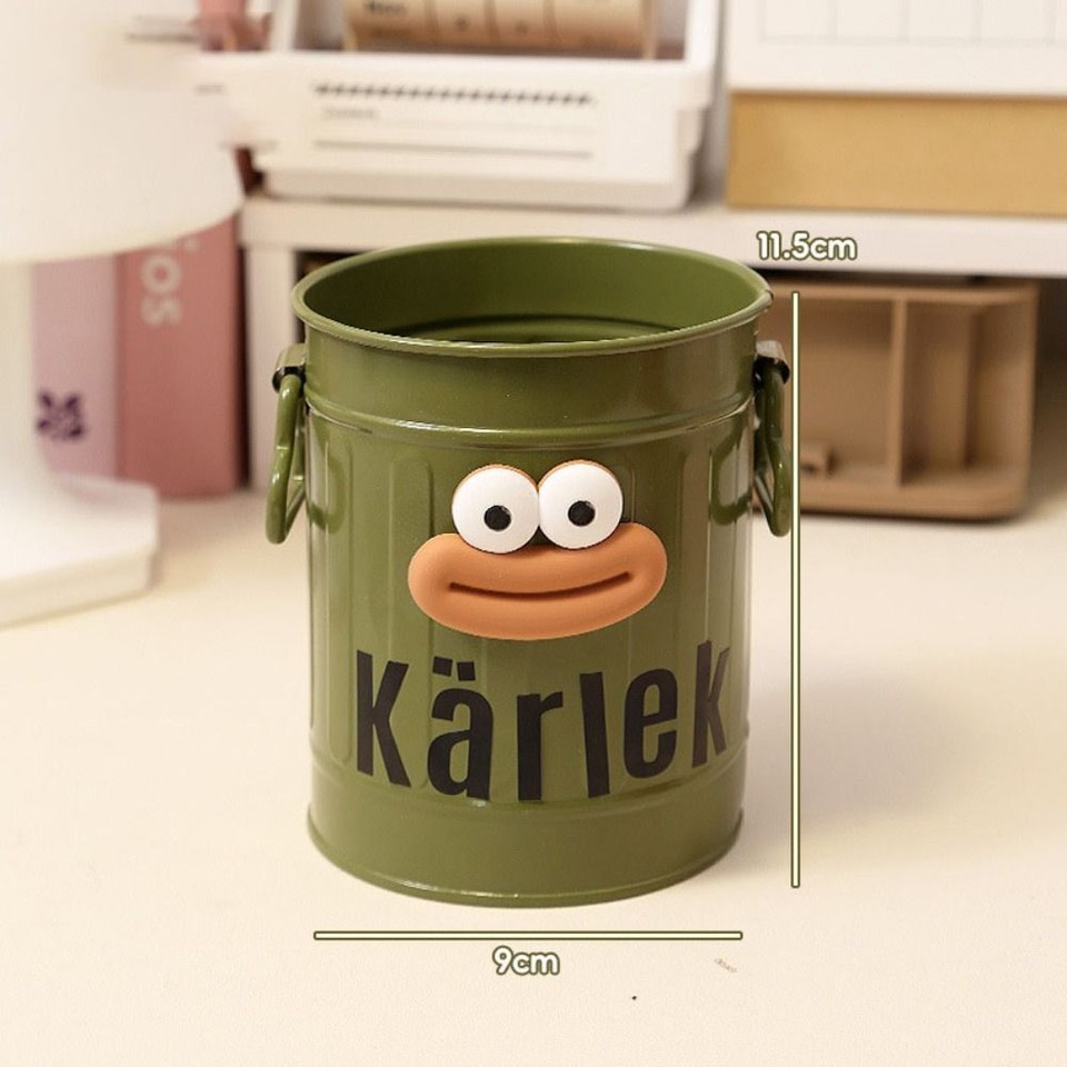 Storage Iron Bucket Cartoon Pen Holder Large Capacity Iron Art Pen
