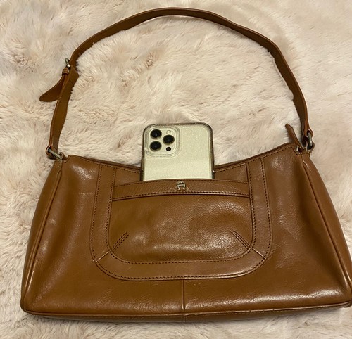Vtg Etienne Aigner Light Brown Tan Leather Shoulder Bag Hand Bag Cross Satchel - Picture 6 of 10