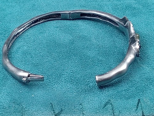 Sterling Silber aufklappbarer Armreif Armband m. Edelsteinfassung: 6,75" Innengröße - Bild 6 von 7