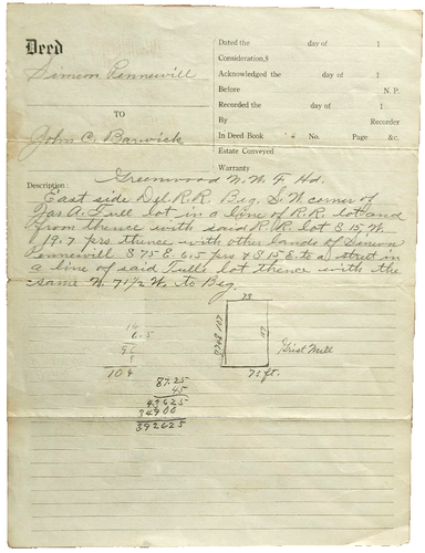 1904 Deed of Land Transfer from Simeon Pennewill to Methodist Protestant Church