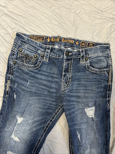 Rock Revival Jeans Mens 38x 32 Straight Leg Jeans - Picture 2 of 6