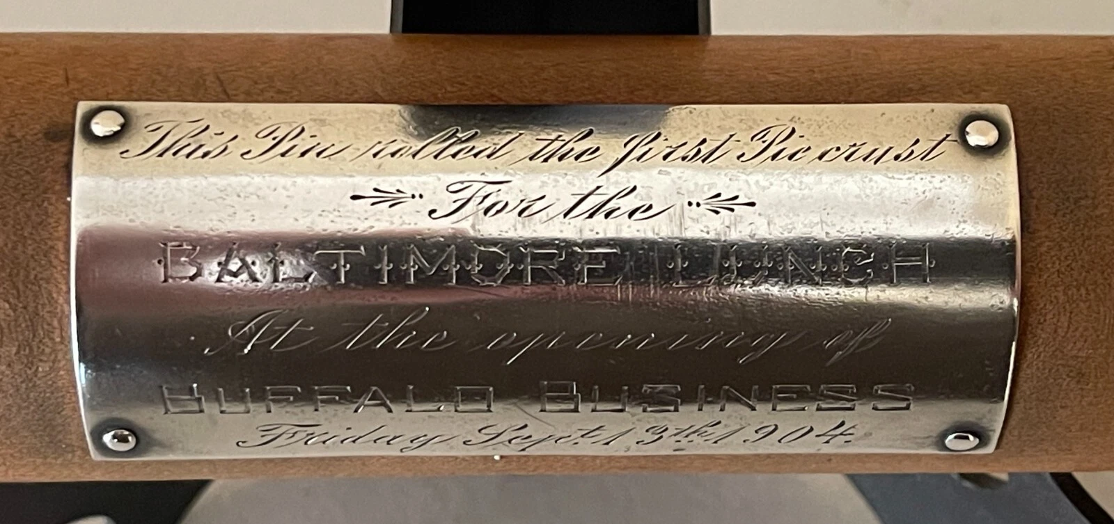 collectable rolling pin 1904 Baltimore Lunch Buffalo Historic Memorabilia Unique