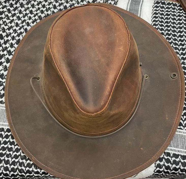 Henschel Hat Company GENUINE LEATHER AUSSIE BRN DISTRESSED NEW