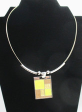 New York and Company Rectangle enamel colorblock Pendant Necklace 18 - 20.5 NWT