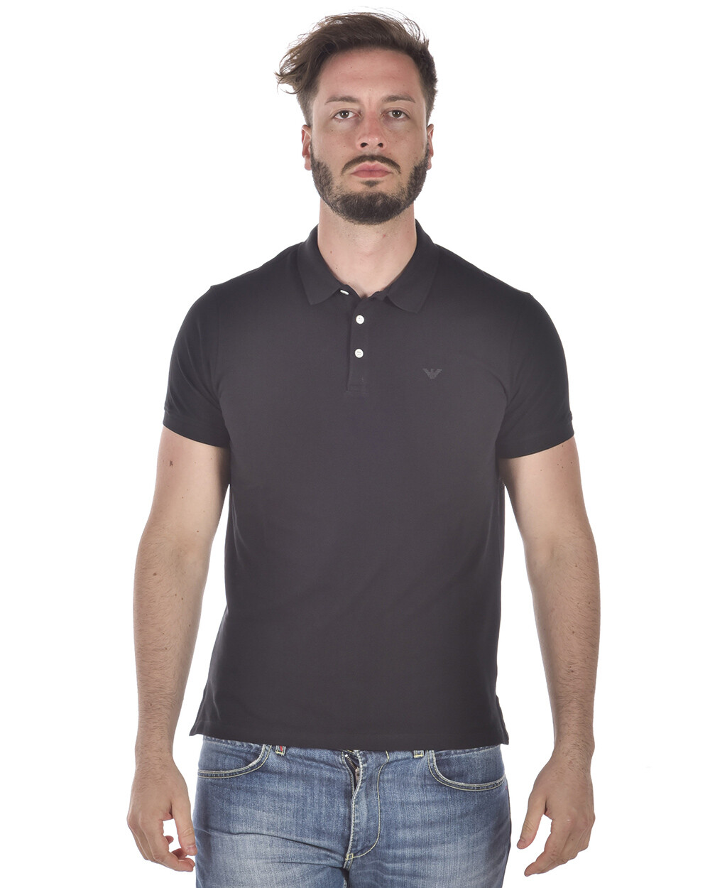 Футболка-поло Emporio Armani Хлопковая мужская черная 8N1F121J0SZ 999 Sz L - ОТЛИЧНОЕ ПРЕДЛОЖЕНИЕ