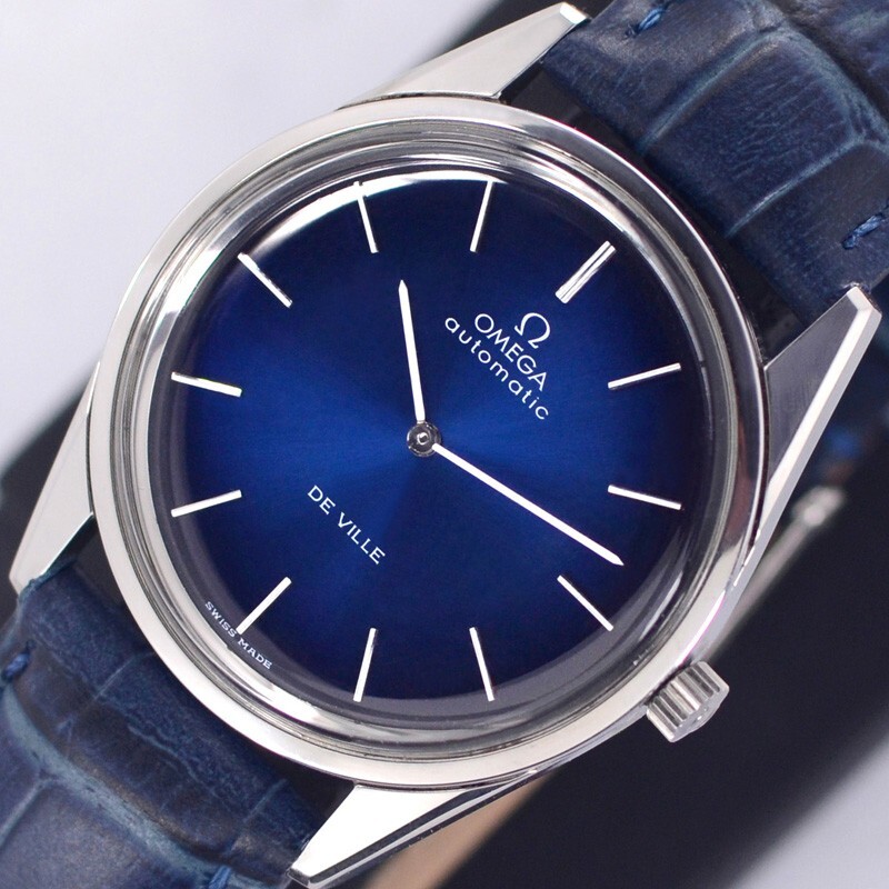 OMEGA DE VILLE AUTOMATIC 24 J CAL.711 REF.155.0019 BLUE DIAL VINTAGE