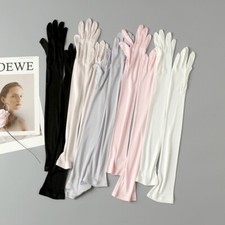 100 Mulberry Silk Gloves 58cm Long Waist Mittens Women Sun-protection Gloves